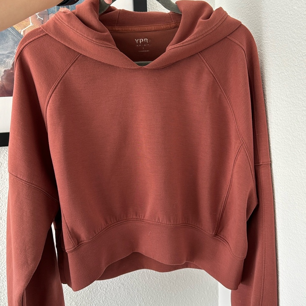Abercrombie YPB Cropped Hoodie, size L, Rust